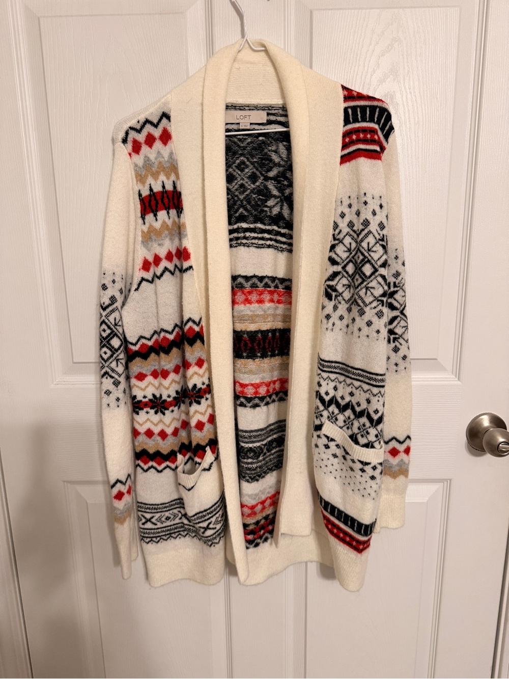 LOFT Fair Isle Open Front Cardigan Size Small NWOT Holiday Sweater
